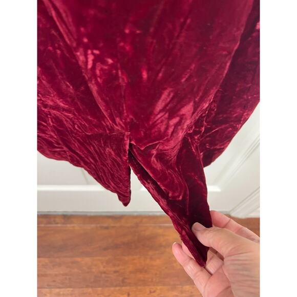 Vintage Red Burgundy Velvet Sequin Puff Sleeve Bodycon Holiday Party Dress Sz 8 - Picture 5 of 7